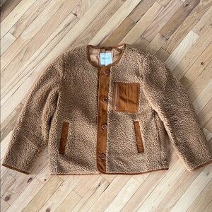 Madewell Brown Teddy Jacket with Plush Sherpa Texture